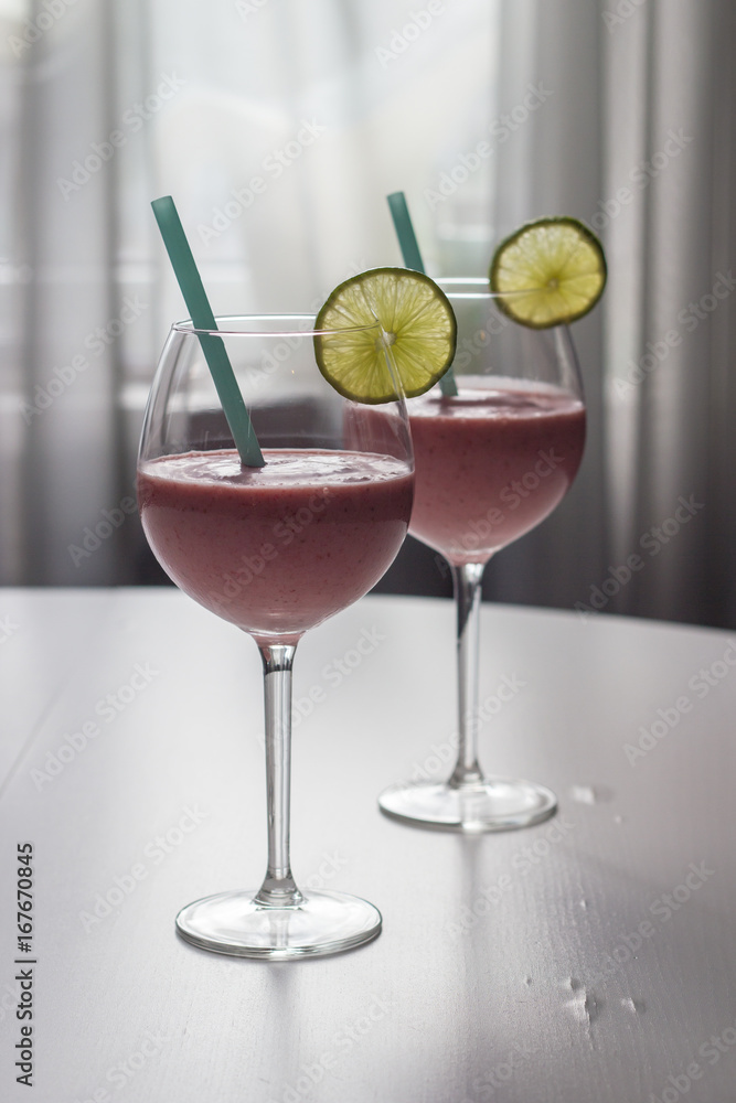 Fresh strawberry party coctails with lime Fresh strawberry party coctails with lime