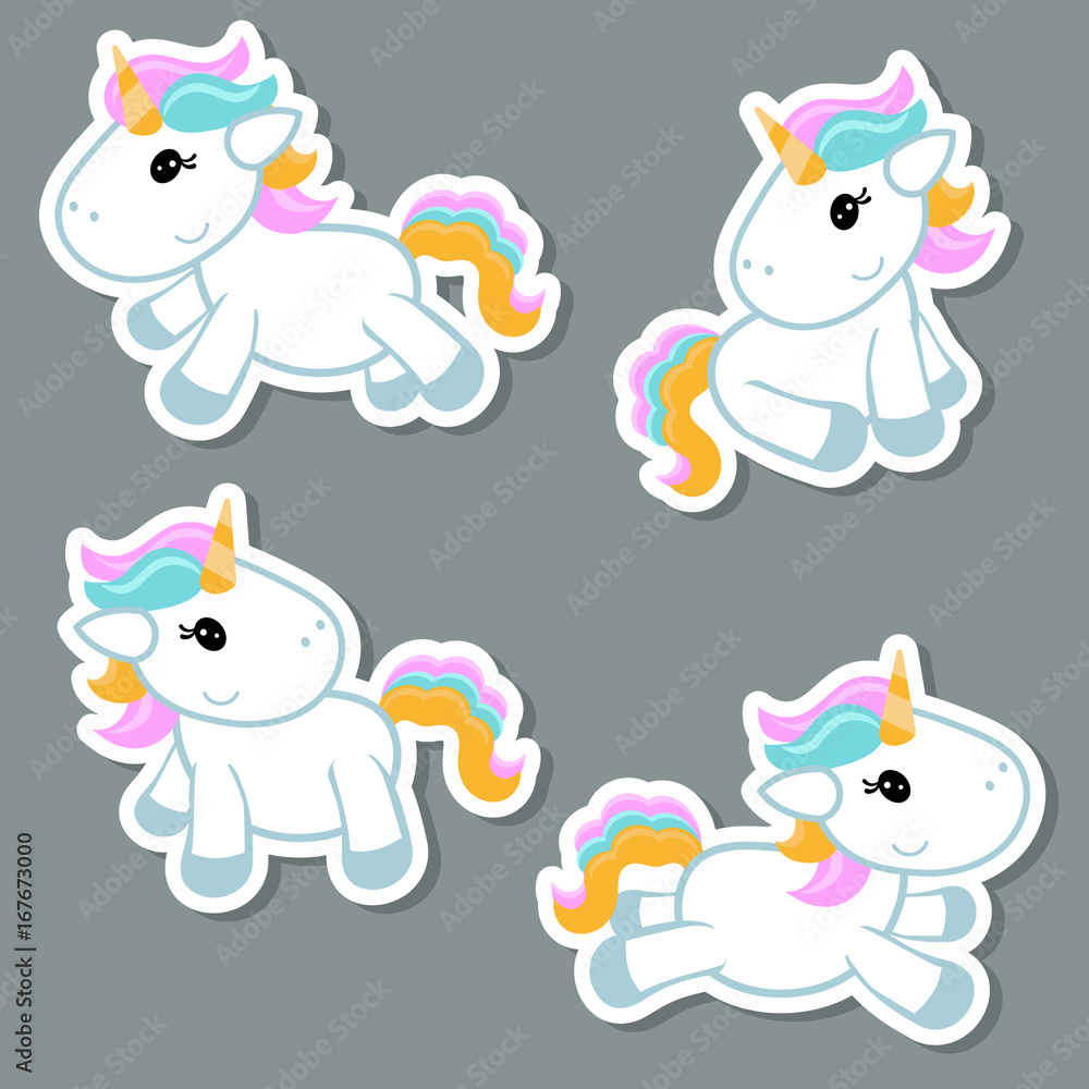 Set of unicorn stickers