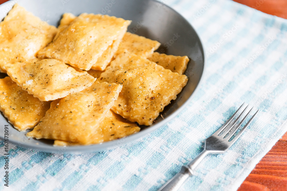 Plate with authentic ravioli Plate with authentic ravioli