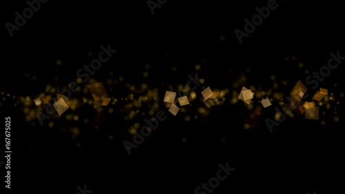 Goldene Partikel Animation - Gold Hintergrund Animation mit Quader und Partikeln mit feinem farbwechsel von Gold zu Rot-Orange