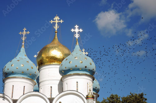 Assumption church in Trinity Sergius Lavra, Sergiyev Posad, Russia. Popular landmark. Color photo. photo