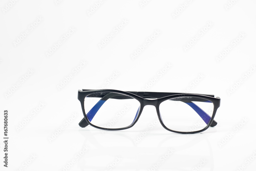 Fototapeta premium glasses on the white isolate background , money and coin watch pass the glasses