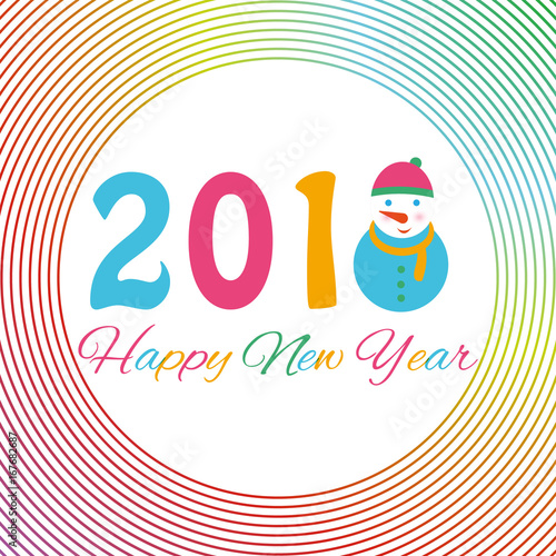 Happy new year 2018 background with snowman and snow  vector illustration.