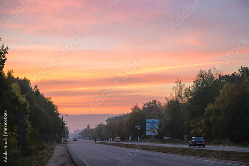 sunrise on the road