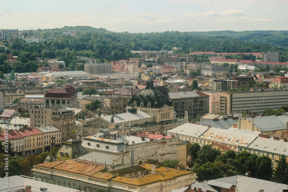 Lviv, Ukraine. View from City Hall in center.