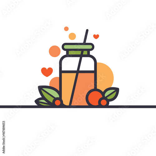 Vector illustration of vegan detox smoothie cup