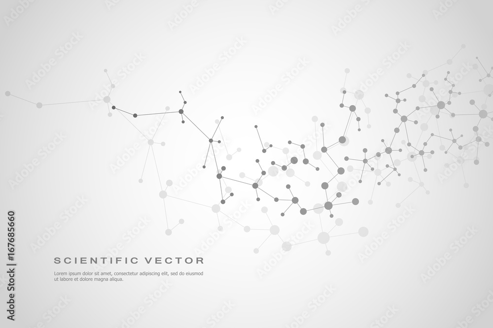 Structure molecule dna and neurons, connected lines with dots, genetic and chemical compounds, vector illustration.