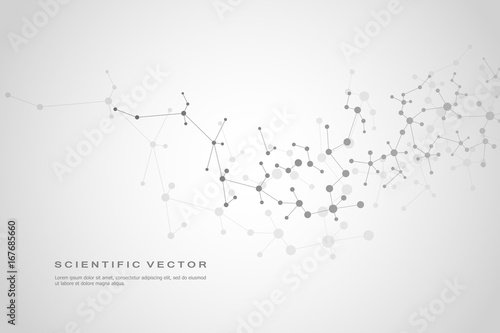 Structure molecule dna and neurons, connected lines with dots, genetic and chemical compounds, vector illustration. photo