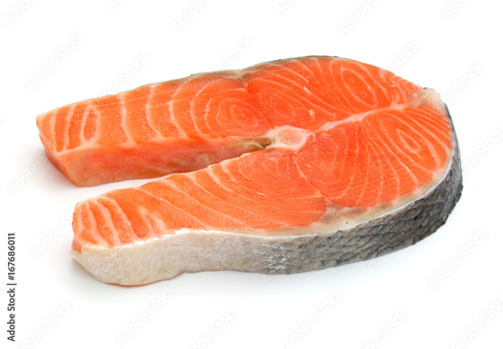 trout steak isolated on white background trout steak isolated on white background