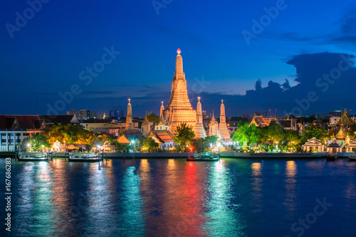 Wat Arun after finished renovation in July 2017. Wat Arun is one of famous Landmark of Bangkok.