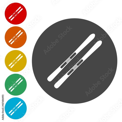 Ski icons set. Vector illustration 