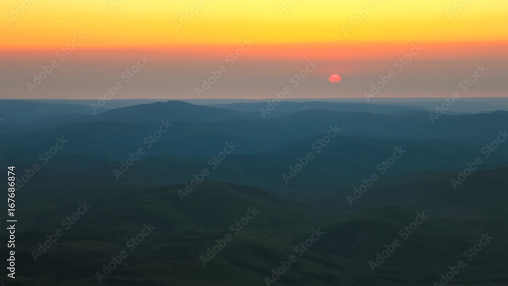 Belt of Venus during sunrise in mountains Belt of Venus during sunrise in mountains