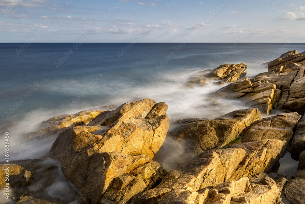 Coastal with rocks ,long exposure picture from Costa Brava, Spain
