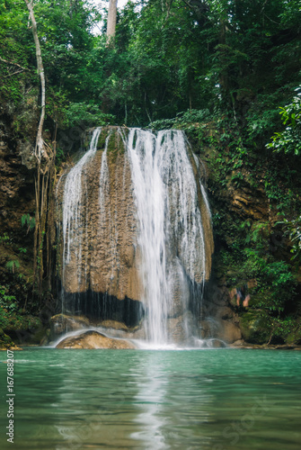 Erawan waterfall in Erawan National Park Thailand.