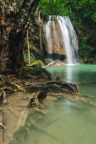 Erawan waterfall in Erawan National Park Thailand.