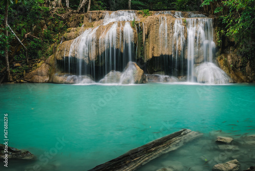 Erawan waterfall in Erawan National Park Thailand.