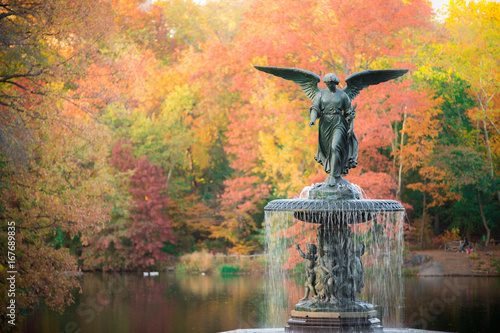 Canvas Print Bethesda Fountain in fall foliage Central Park, New York City