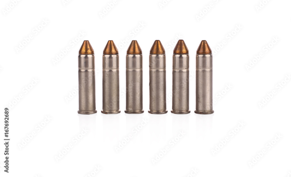 The .357 magnum revolver cartridge isolated on white The .357 magnum revolver cartridge isolated on white