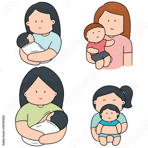 vector set of mother and children