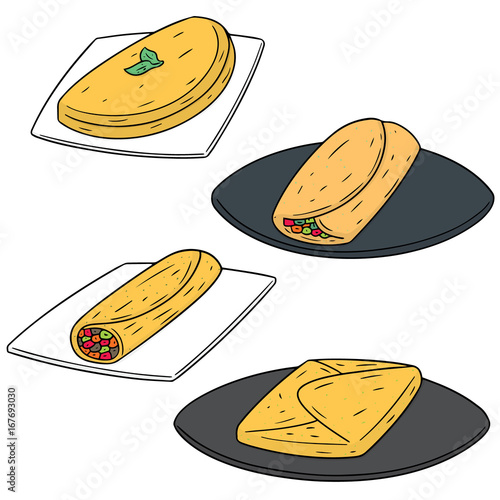 vector set of omelette