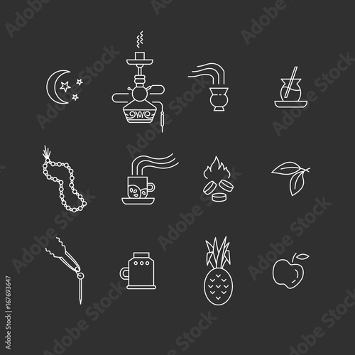 Hookah line icons