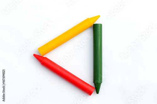 Pure crayons isolated on white background.