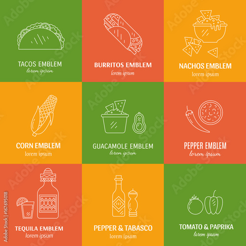 Mexican food icons