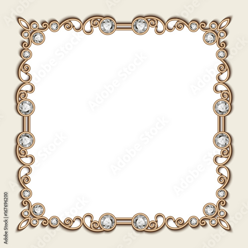Vintage gold background, square jewelry frame