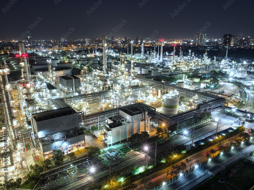 Aerial view Oil refinery .The factory is located in the middle of nature and no emissions. The area around the air pure. Aerial view Oil refinery .The factory is located in the middle of nature and no emissions. The area around the air pure.