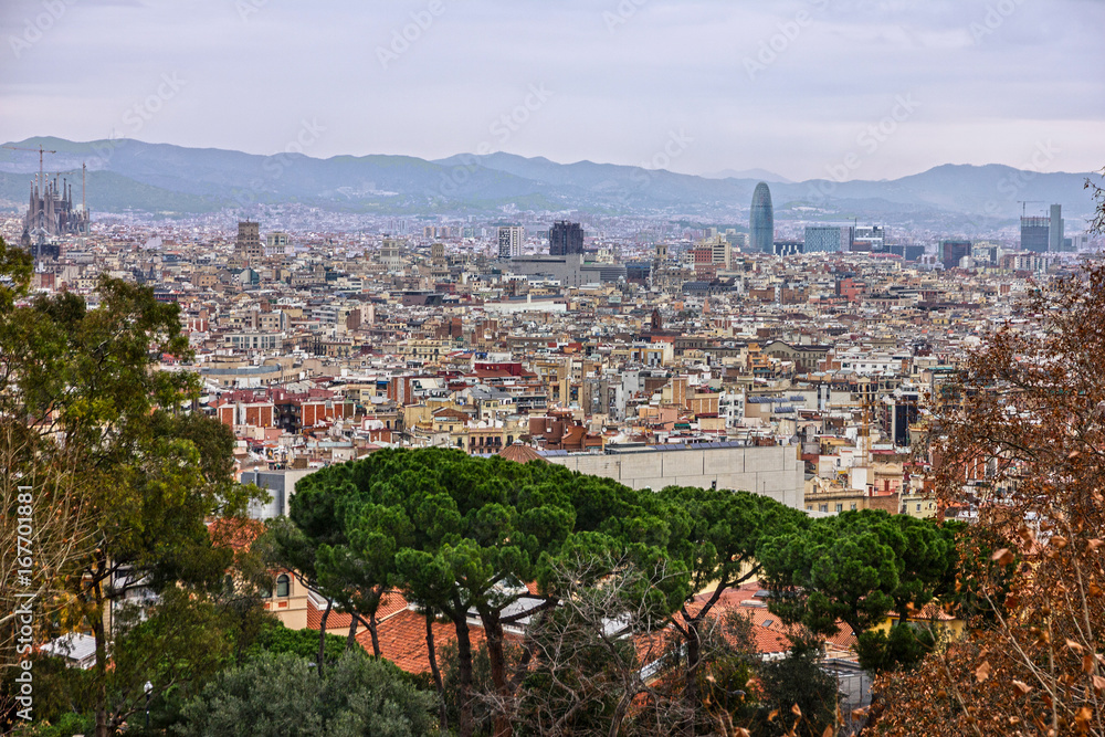Barcelona architecture panoramic landscape, Spain