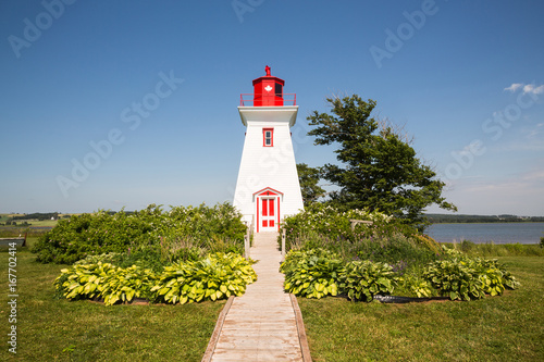 Traditional  Wooden Lighthouse on Prince Edward Island in Canada photo