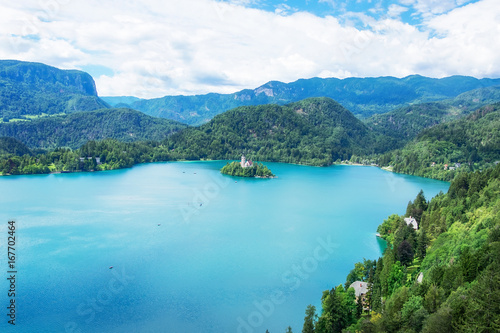 The view from the height of the lake bled