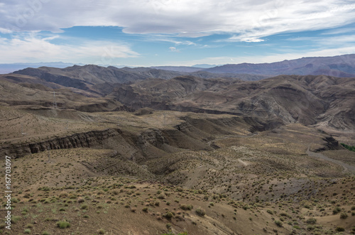 Panorama of High Atlas mountain range from pass, Morocco, Africa