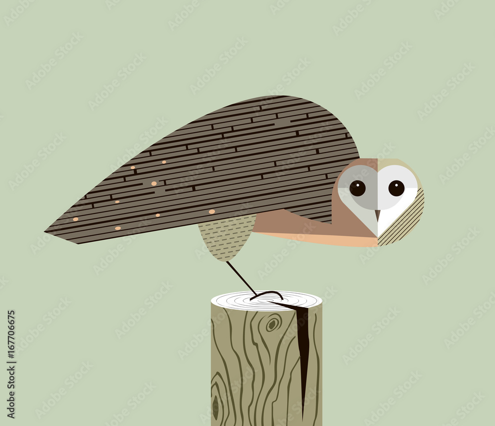 Fototapeta premium Owl sits on the stump