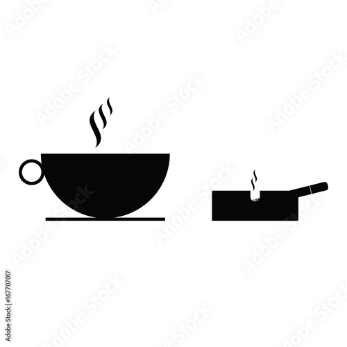 cup of coffee and ashtray silhouette