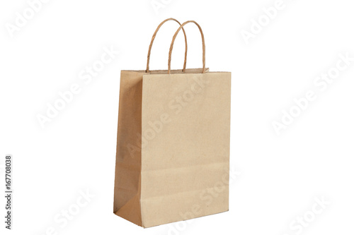 Brown paper bag In white background (Have clipping path).