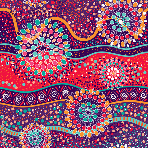 Colorful decorative pattern. Ethnic background. Australian abstract style photo