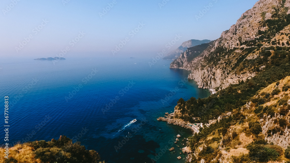 The coastline of Italy is from the air