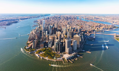 Fototapete Luftbild Lower Manhattan Skyline aus der Luft  © Tierney