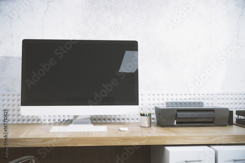 Designer desktop with pc front