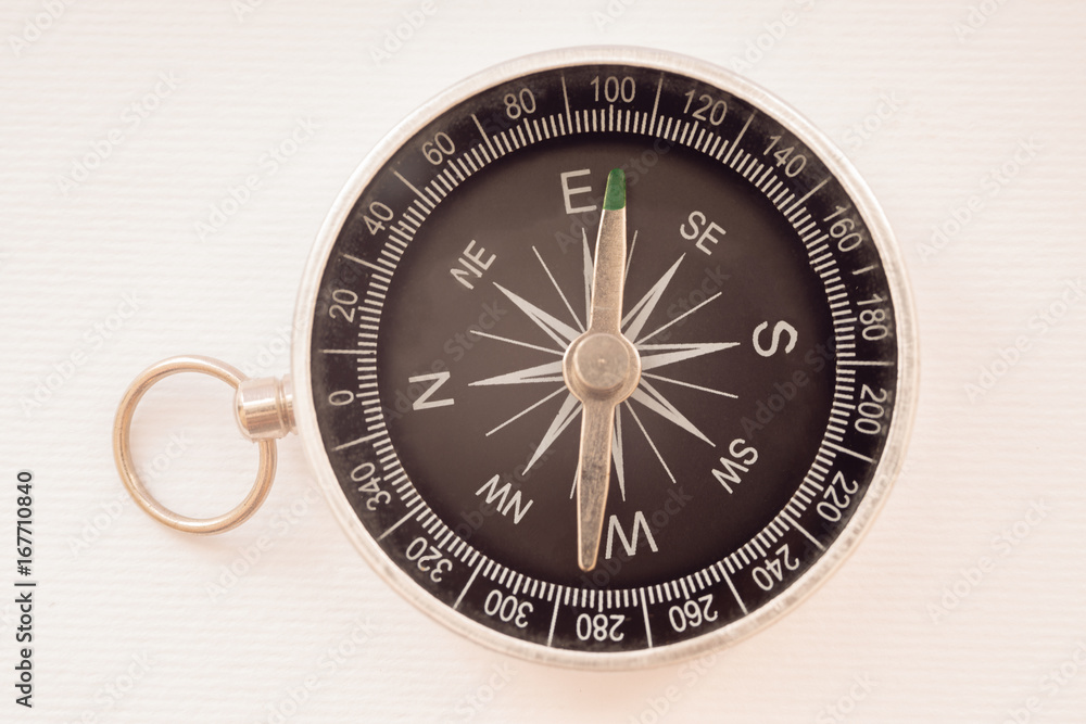 Old compass on white