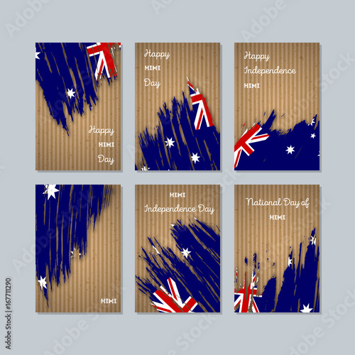 HIMI Patriotic Cards for National Day. Expressive Brush Stroke in National Flag Colors on kraft paper background. HIMI Patriotic Vector Greeting Card. photo