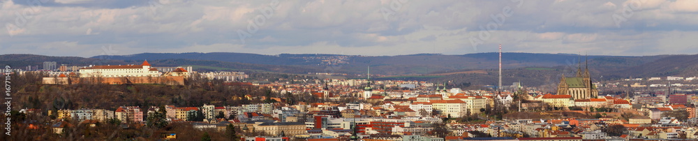 Panorama of the city brno, historical center, churches, South Moravia, Czech Republic