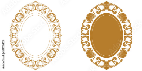Set of vintage border frame engraving with retro ornament pattern in antique baroque style decorative design. Vector