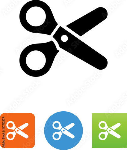 Scissors With Rubber Handles Icon - Illustration