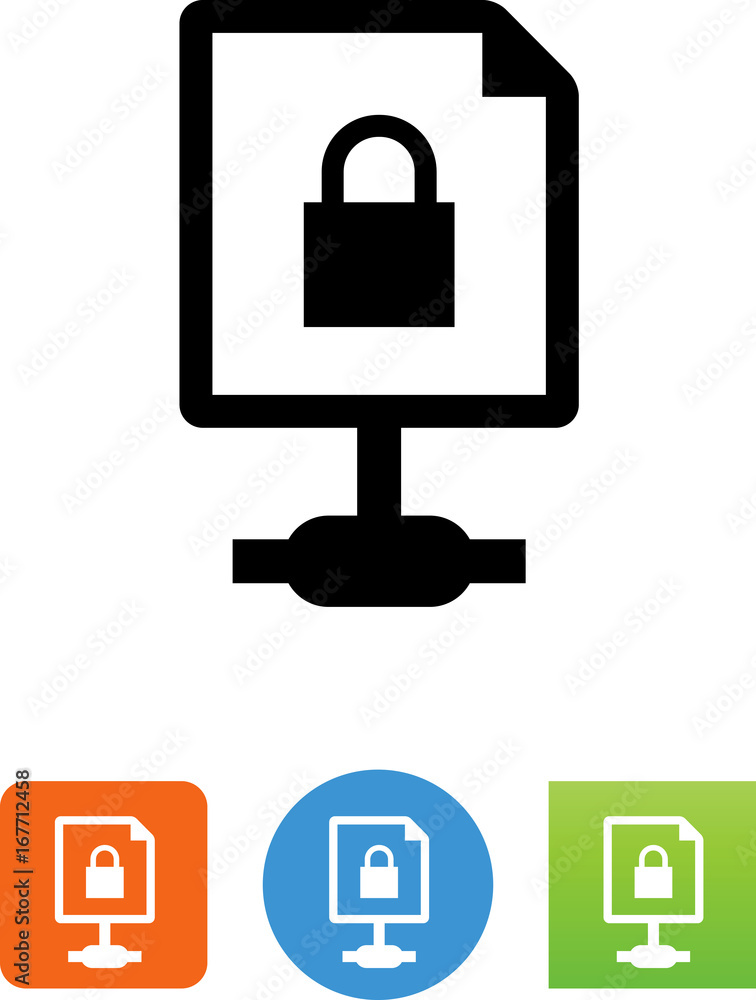 Secure Document Connected To Network Icon Secure Document Connected To Network Icon