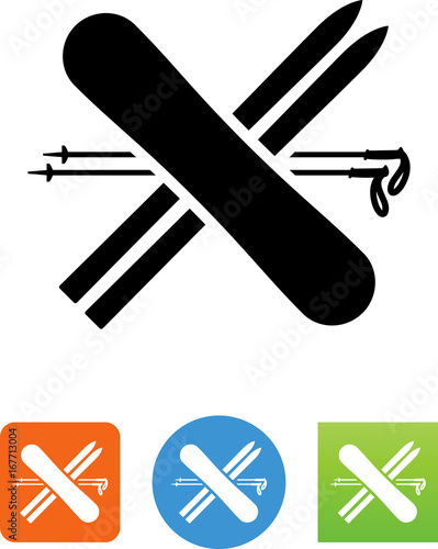Skis And Snowboard Icon - Illustration