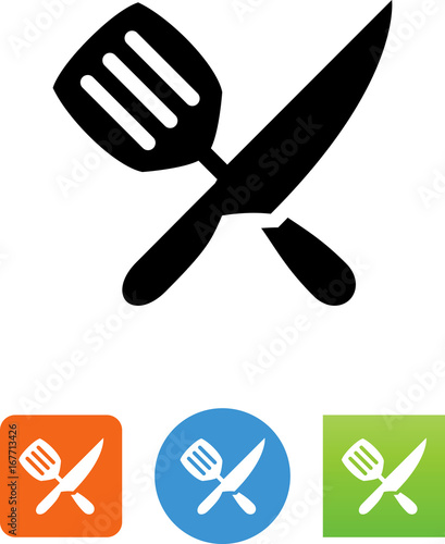 Spatula And Knife Icon - Illustration