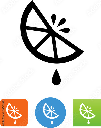 Squeezed Fruit Slice With Drop Icon - Illustration