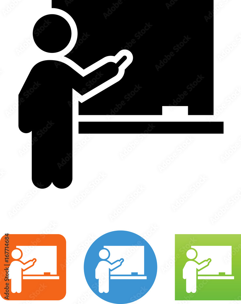 Teacher Standing In Front Of A Chalkboard Icon - Illustration Teacher Standing In Front Of A Chalkboard Icon - Illustration